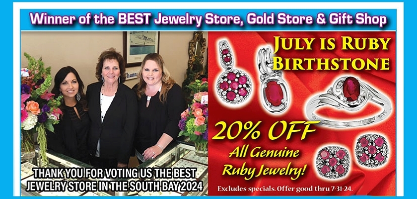 Come in and see our wide selection of beautiful ruby jewelry. We carry a wide variety of Religious Medals & Crosses, including Saints, Baptism, Holy Communion & Confirmation in Sterling Silver, 14k Gold & 14k White Gold!  Thanks for Voting us BEST Jewelry Store of 2024 in the Daily Breeze Reader's Choice Awards! We REALLY value you, our loyal customers!